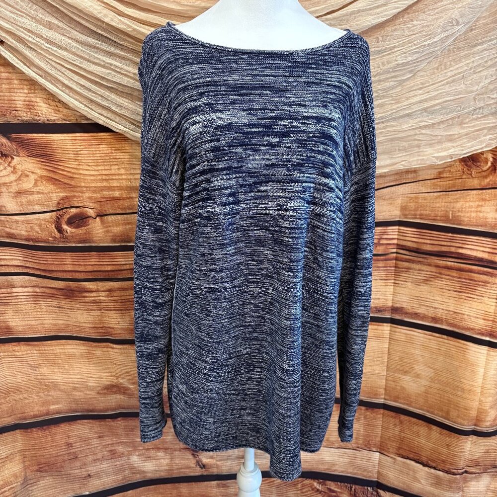 Ellen Tracy Womens Blue Long Sleeve Tunic Sweater Dress Size L